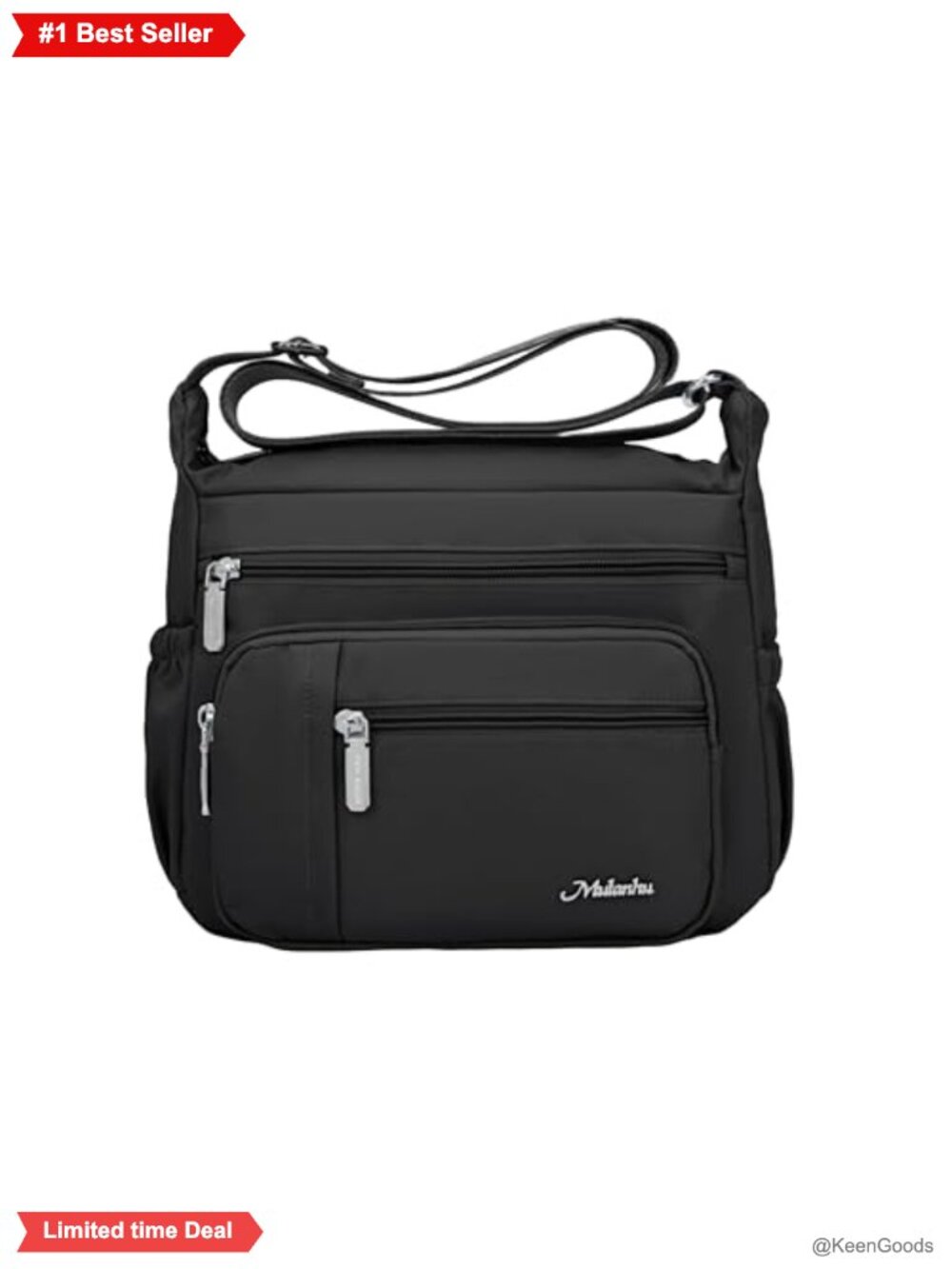 Womens Nylon Waterproof Crossbody Bag Multi Pocket Shoulder Purse